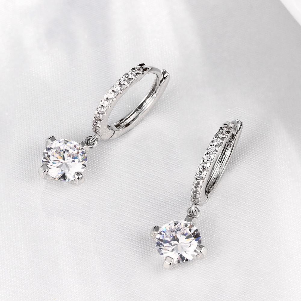 Crystal Drop Earring in White Gold Plated