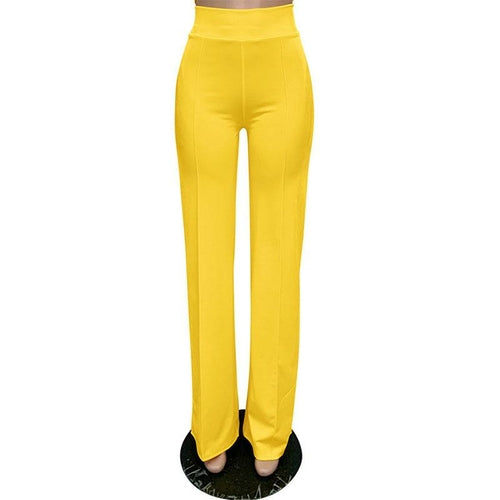 Women Solid High Waist Wide Leg Pants 31