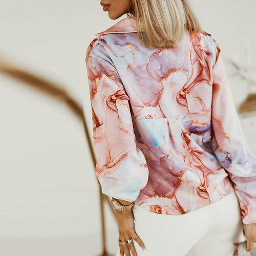 Long Sleeve Printed Blouse Elegant Shirt Tops