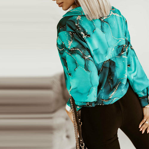 Long Sleeve Printed Blouse Elegant Shirt Tops
