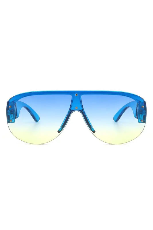 Half Frame Retro Oversize Aviator Sunglasses