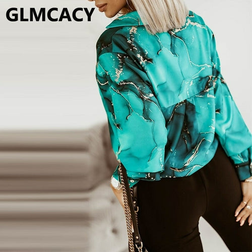 Long Sleeve Printed Blouse Elegant Shirt Tops